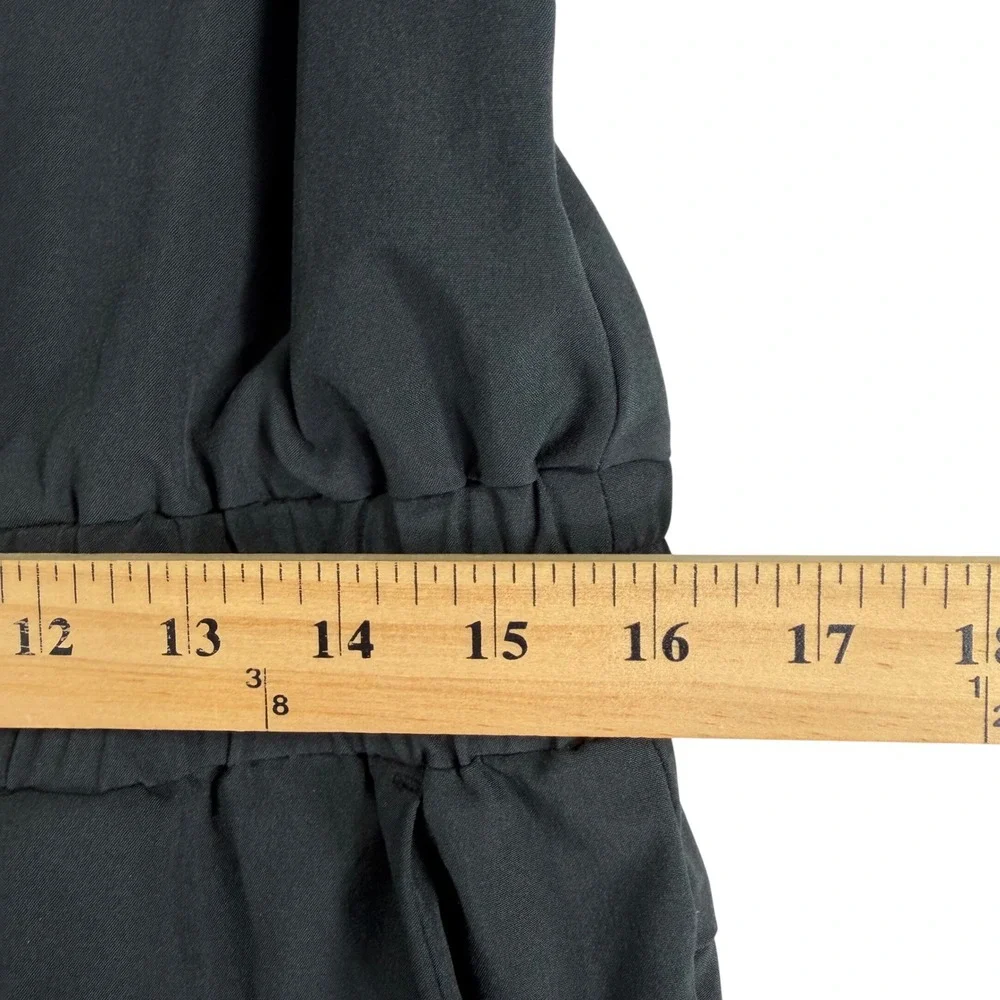 Abercrombie & Fitch Jumpsuit Womens L Black Smocked Waist Bungee Hem Athleisure - Picture 10 of 13